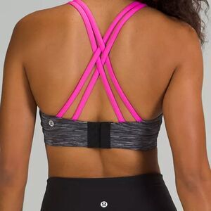 LULULEMON Energy Bra ADJUSTABLE Space Dark Carbon Ice Grey Pink SPORTS BRA RARE
